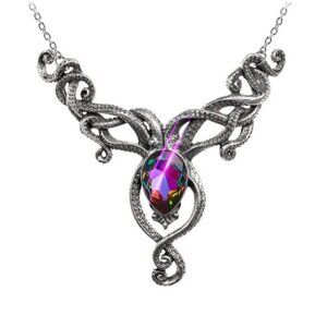 The Kraken Pewter Necklace with Multicolor Gemstone by Alchemy UK
